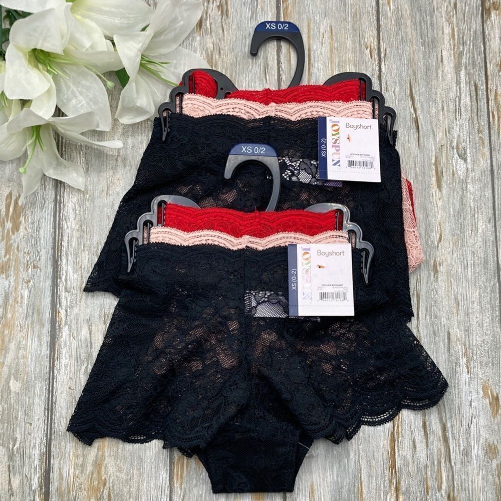 Women's Cheeky Lace Boyshort Panties Underwear 2, 3-Packs Size XS